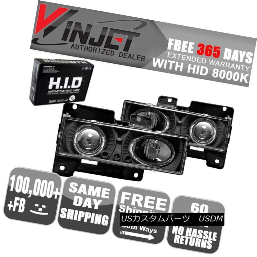 ヘッドライト フィット92-94シボレーブレイザータホハロープロジェクターヘッドライトブラッククリア+ 8K HID Fit 92-94 Chevro