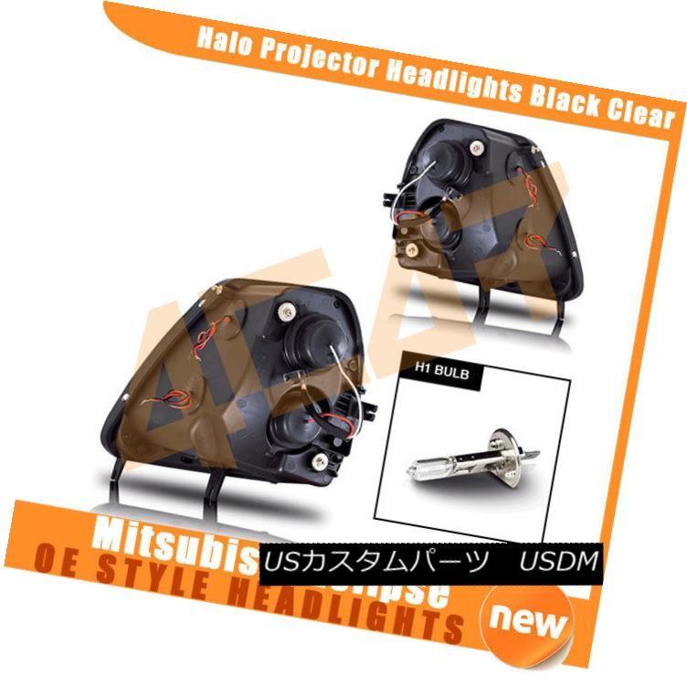 ヘッドライト フィット00-05三菱Eclipse Haloプロジェクターヘッドライトブラッククリアランプ Fits 00-05 Mitsubishi_1