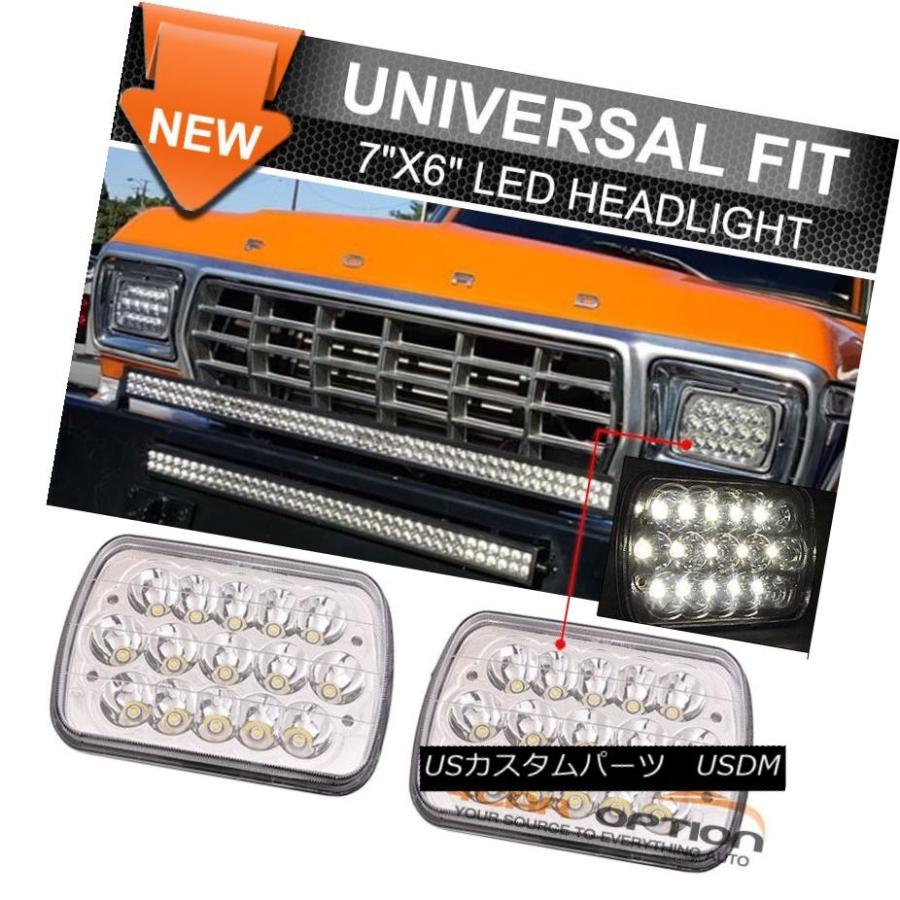 ヘッドライト フィット7x6 LEDクリークリスタルクリア密閉ビームヘッドライトヘッドランプペア45W Fits 7x6 LED Cree Cryst