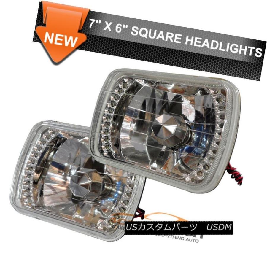 ヘッドライト 7X6 LEDスクエアヘッドライトヘッドランプクリアダイヤモンドWithH4バルブペアドッジ用 7X6 LED Square Headl