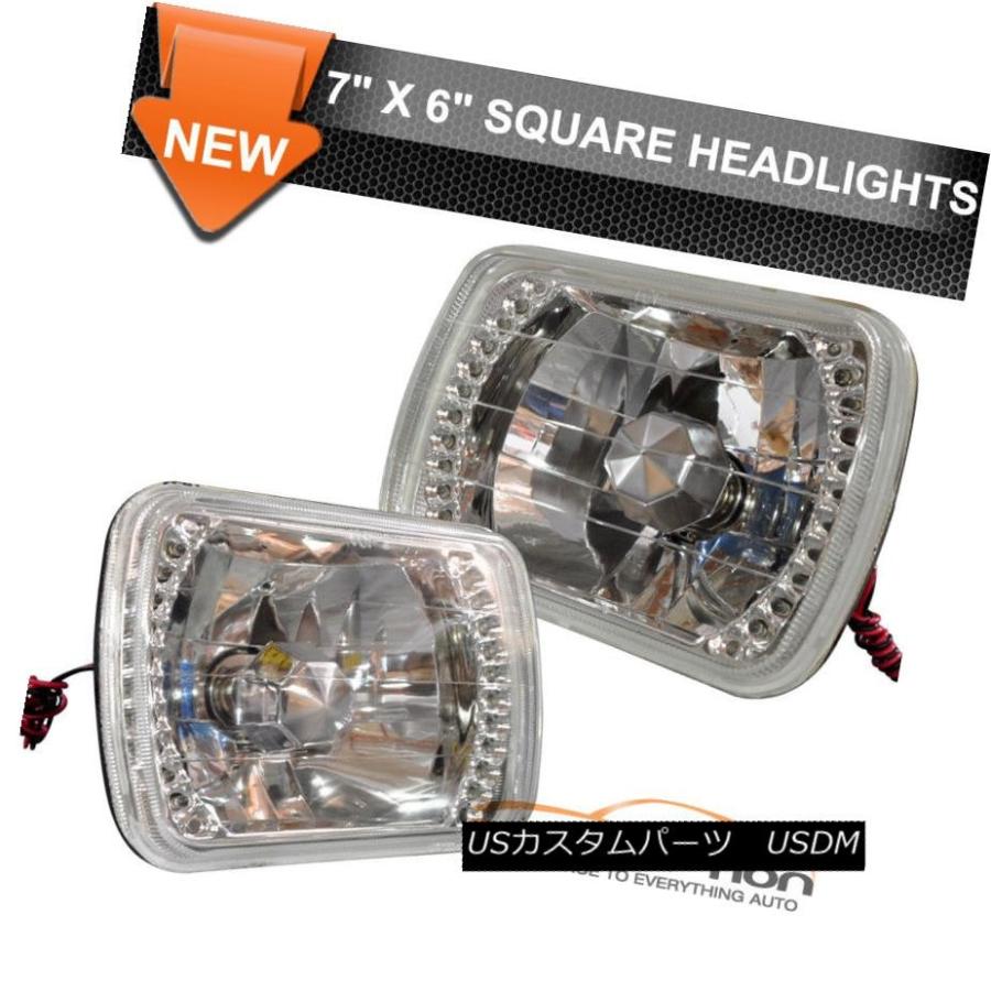 ヘッドライト フィット：クリスタルダイヤモンドカットH6054 7×6 H4電球封鎖ビームLEDヘッドライトヘッドランプ Fits: Crystal