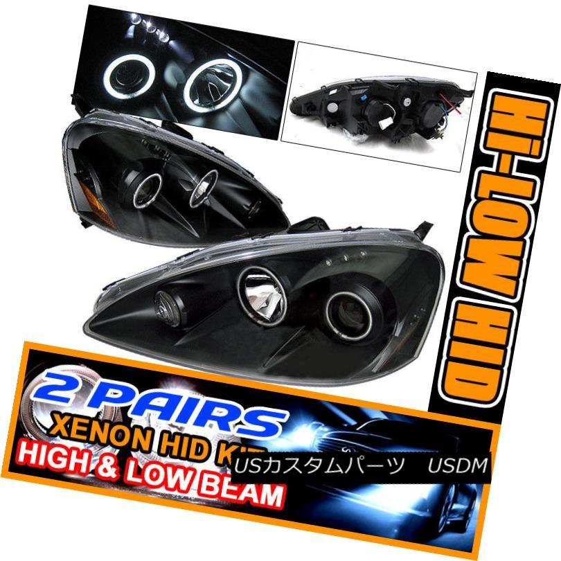 ヘッドライト フィット2セットHID 05 06 RSXブラックCCFLハロープロジェクターヘッドライト Fits 2 Set HID 05 06 R