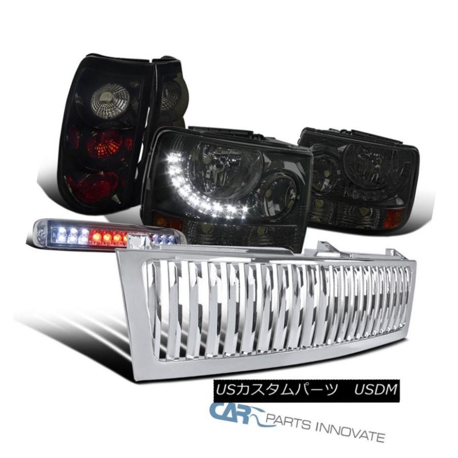 ヘッドライト 99-02 Silverado LED DRLヘッドライト+ LED第3ブレーキ+光沢のあるブラックテールライト+グリル 99-02 S