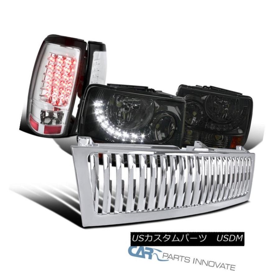 ヘッドライト 99-02 Silverado 2in1スモークヘッドライト+バーン  + LED DRL + Grille +
