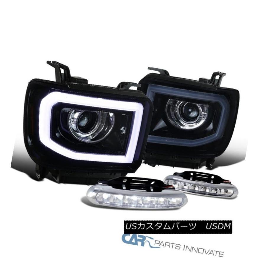 ヘッドライト GMC 14-16 Sierra LED DRL +信号光沢のある黒プロジェクターヘッドライト+ Cle   a