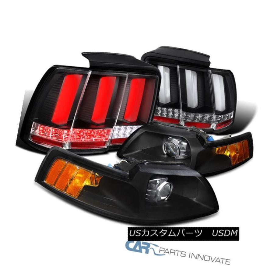 ヘッドライト 99-04 Mustang Black Retrofitプロジェクターヘッドライト+ LEDシーケンシャルテールライト 99-04 Mu