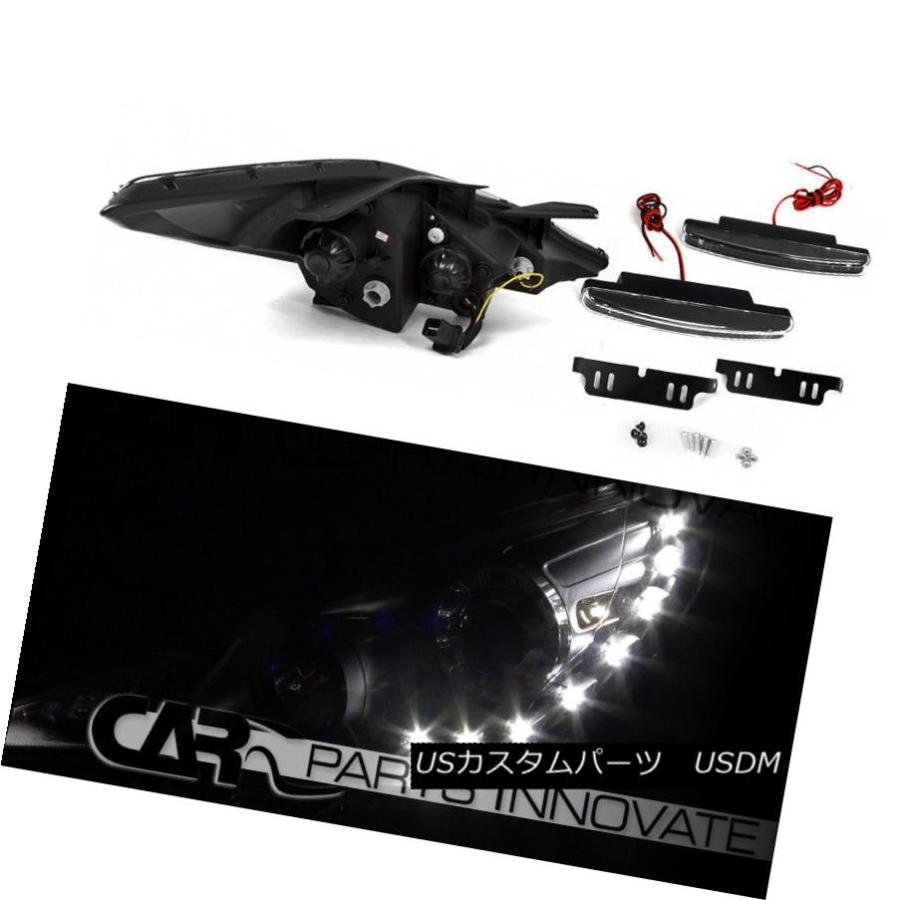 ヘッドライト フィット11-14ソナタブラックプロジェクターヘッドライト+ SMD LED DRL + 8 LEDバンパーフォグランプ Fit 11-の画像