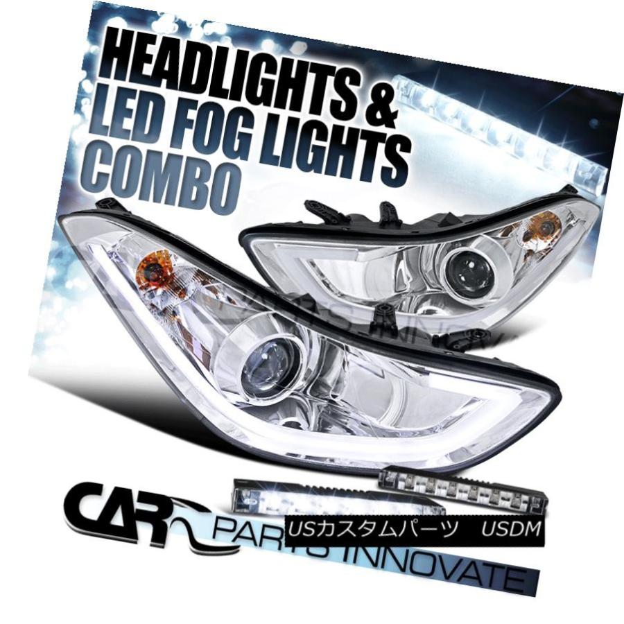 ヘッドライト 11-13 Elantra Chrome LED DRLストリッププロジェクターヘッドライト+ 6-L   ED