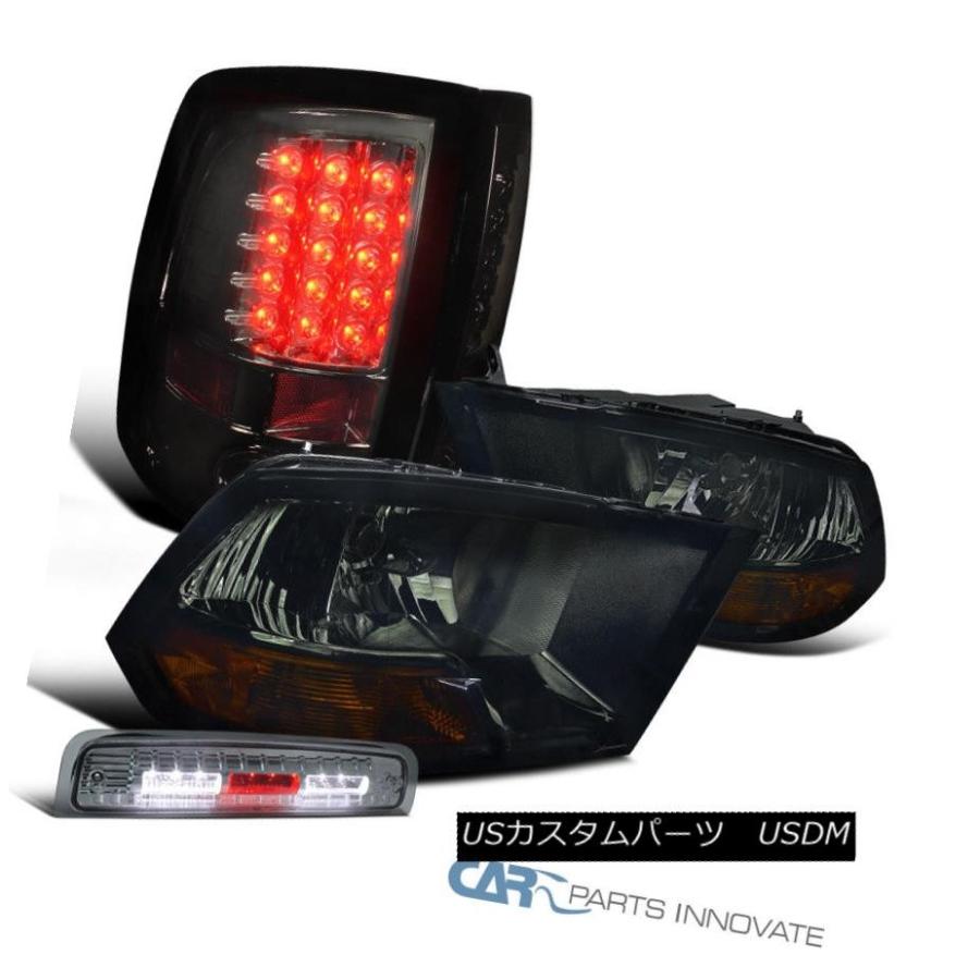 ヘッドライト 09-13 Dodge Ram 1500/2500/3500スモークレンズヘッドライト+ LEDテール+ LED第3ブレーキランプ 09
