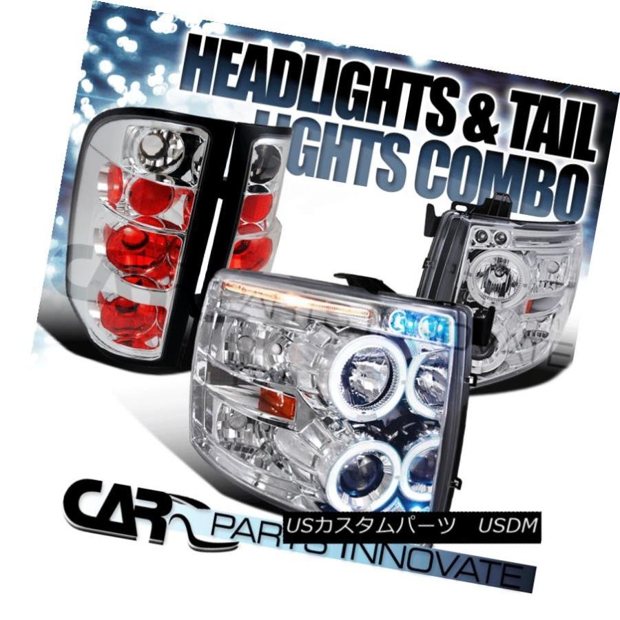 ヘッドライト 2007-2014 Silverado Chrome Halo LEDプロジェクターヘッドライト+タイ  lラン