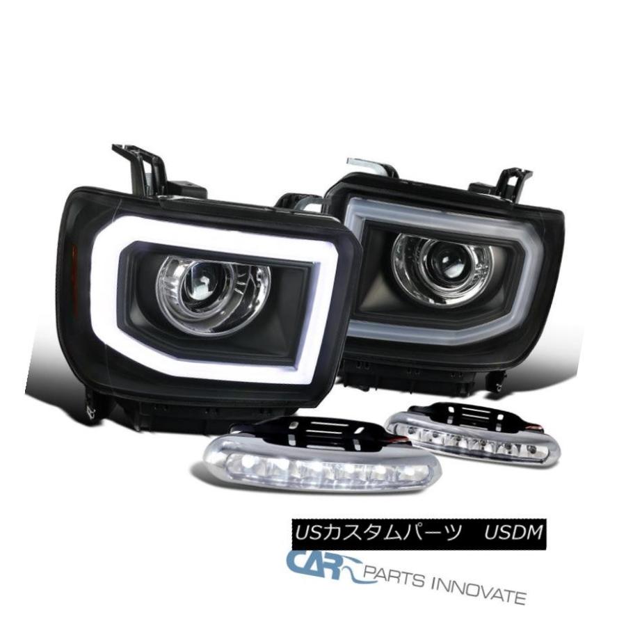 ヘッドライト 14-16 Sierra LED DRL +信号ストリップ黒プロジェクターヘッドライト+ Cle   ar LE