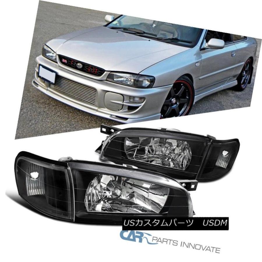ヘッドライト 95-01 Subaru Impreza交換用ブラックヘッドライト+ Cle   arコーナー信号ランプ For