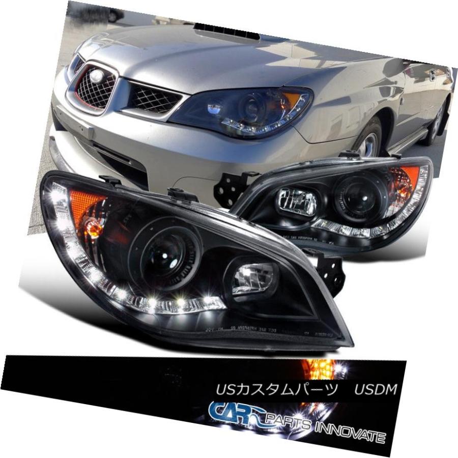 ヘッドライト スバル06-07インプレッサWRX R8 LED DRLプロジェクターヘッドライトランプブラック For Subaru 06-07 Im