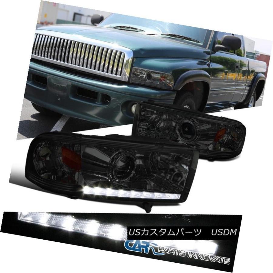 ヘッドライト 94-01 Dodge Ram 1500 / 94-02 Ram 2500 3500 Smoke SMD LEDプロジェクターヘッドライ
