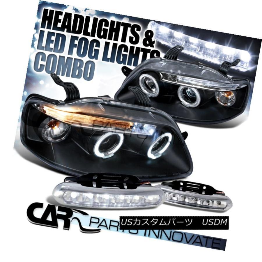 前照灯 04-08 Chevy Aveo 4 / 5Dr黒いことLEDハロープロジェクターヘッドライト+ LEDフォグバンパーDRL 04-08 ライト、レンズ-車、バイク、自転車-自動車
