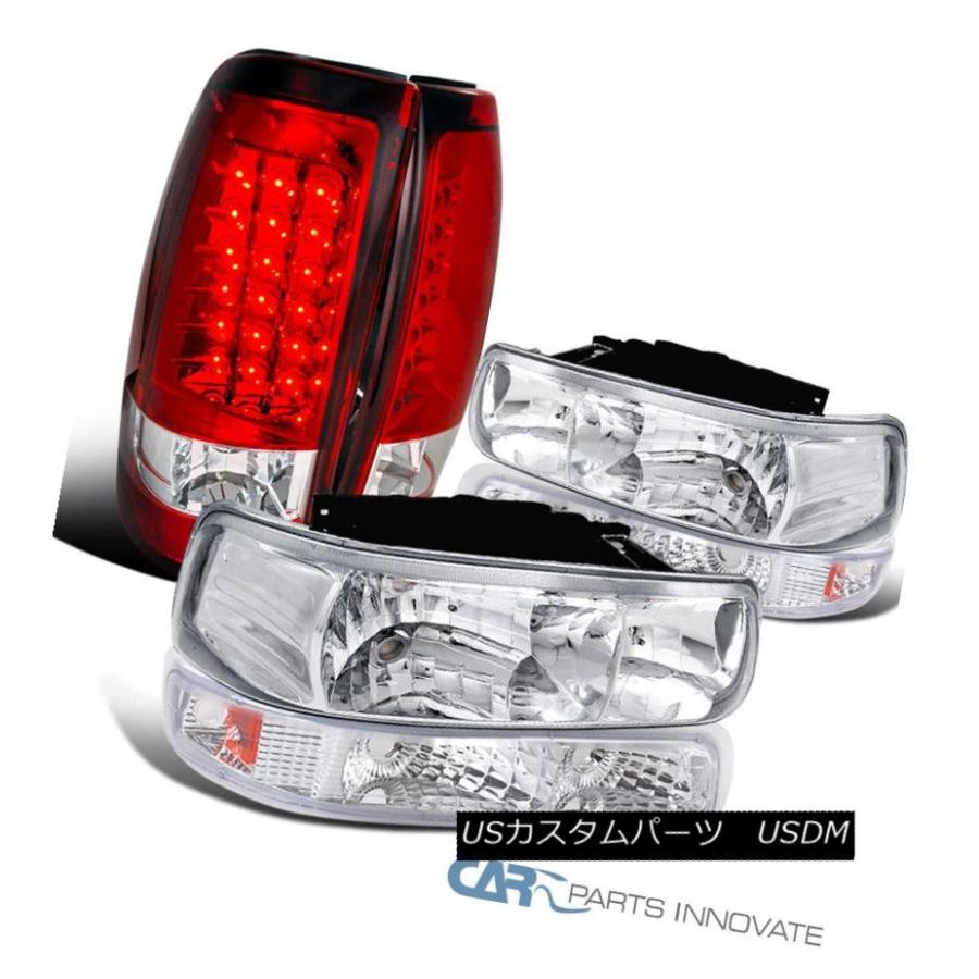 ヘッドライト 99-02 Silverado Fleetsideクロームヘッドライト+バーン 、ランプごと+レッドLEDテール