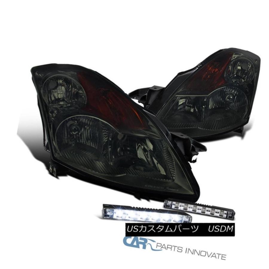 ヘッドライト 日産アルティマJDMスモークレンズヘッドライトヘッドランプ+ 6-LEDフォグDRL For 2007-2009 Nissan Alti