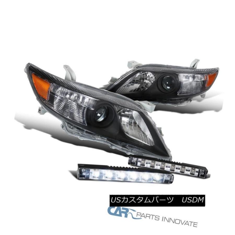 ヘッドライト 10-11トヨタカムリブラックプロジェクターヘッドライト用ランプ+スリム6-LEDフォグライト For 10-11 Toyota Cam