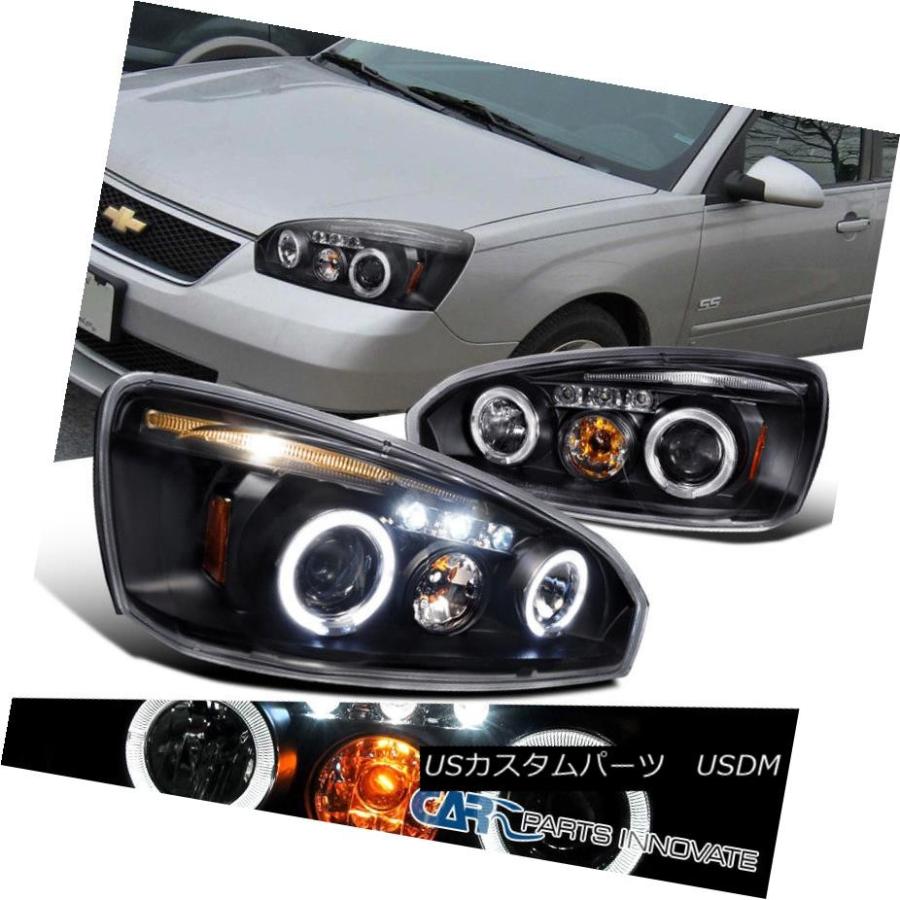ヘッドライト 2004-2007シボレーマリブLS LT交換用黒色LEDハロープロジェクターヘッドライト 2004-2007 Chevy Malibu