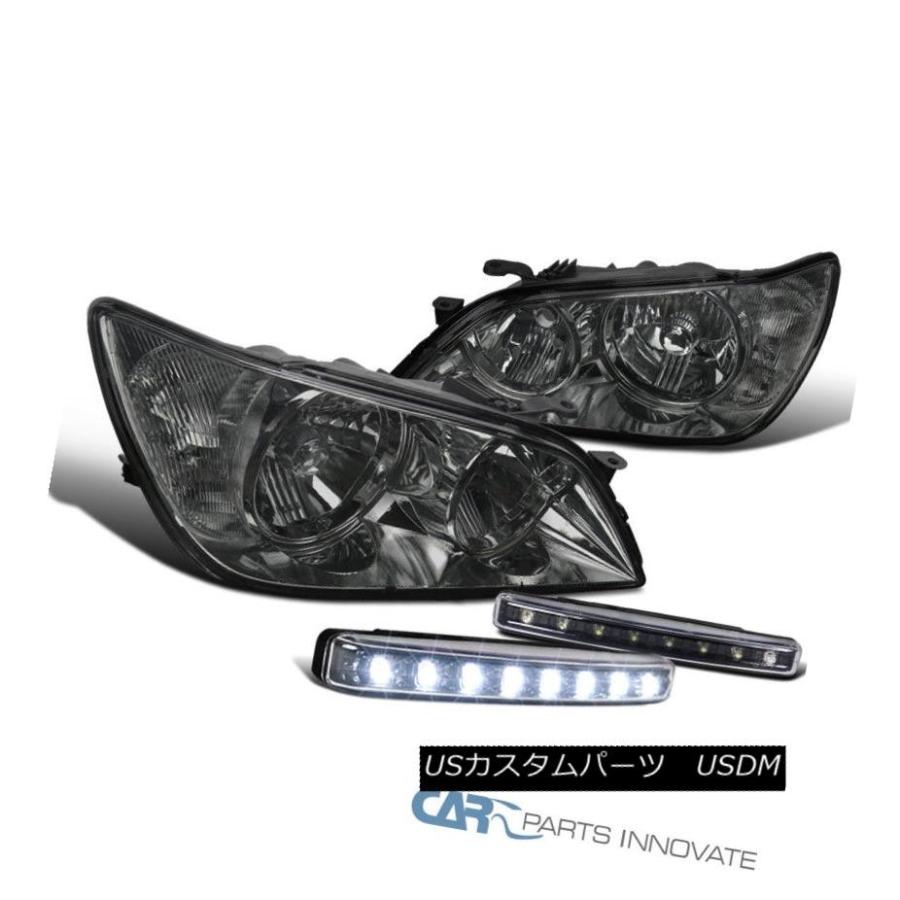 ヘッドライト 01-05 Lexus IS300スモークレンズヘッドライト+ Bla   ck 8-LED DRLフォグライト