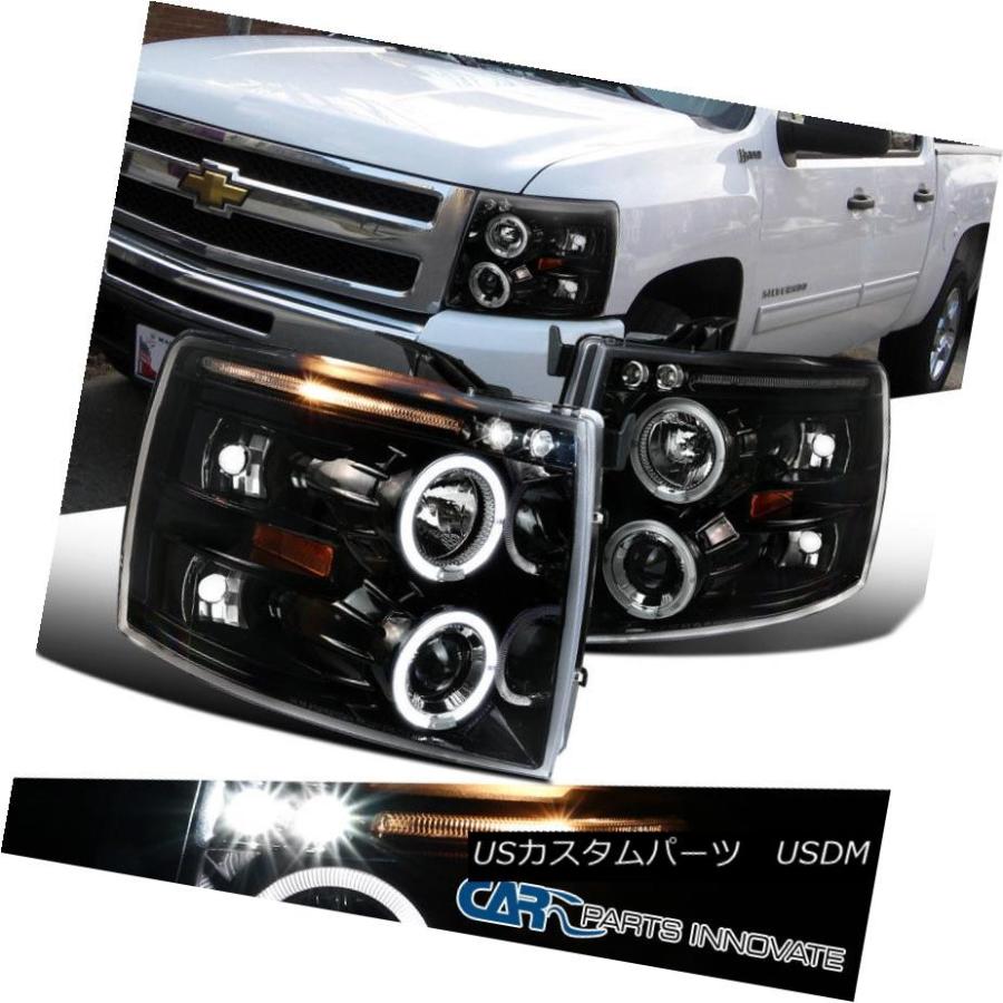 ヘッドライト Chevy 07-14 Silverado 1500 2500 3500パールブラックLEDクリアプロジェクターヘッドライト Chevy
