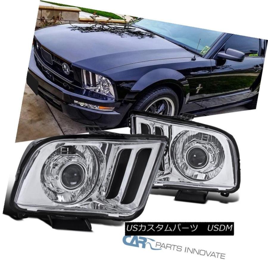 ヘッドライト 2005-2009フォードマスタングGTの交換クロームクリアプロジェクターヘッドライトランプ 2005-2009 Ford Mustan