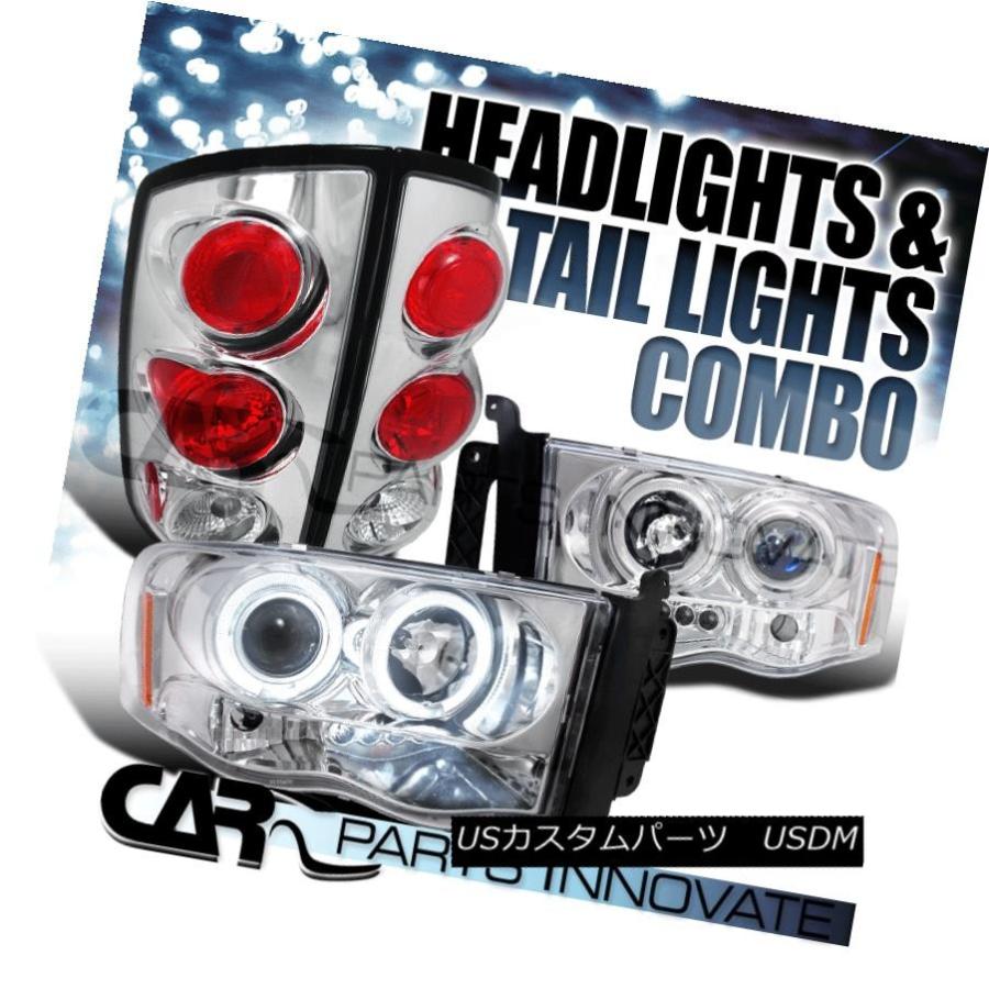 ヘッドライト 03-05 Dodge Ram 1500/2500/3500 Chrome HaloプロジェクターLEDヘッドライト+タイ l