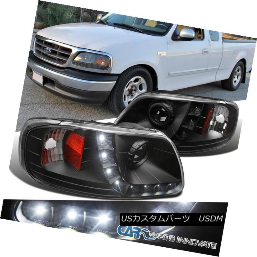 ヘッドライト フォード97-03 F150 97-02遠征ピックアップブラッククリアLED DRLプロジェクターヘッドライト Ford 97-03 F