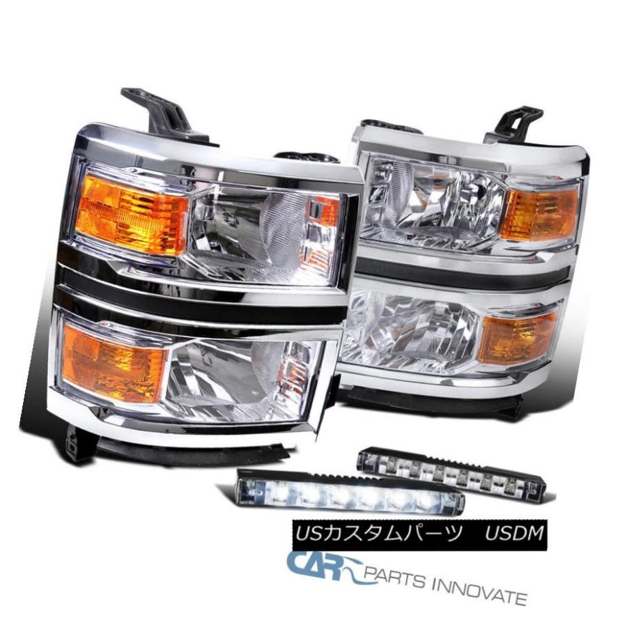 ヘッドライト 14-15 Chevy Silverado 1500ピックアップクリアヘッドライト+ Sli  m LEDフォグバンパーライト