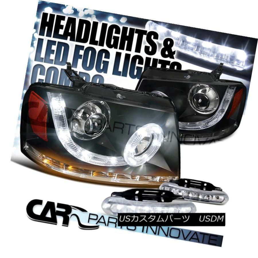 ヘッドライト 04-08 F150 06-08マークLTブラックハロープロジェクターヘッドライト+ LED信号+ LEDフォグDRL 04-08 F1