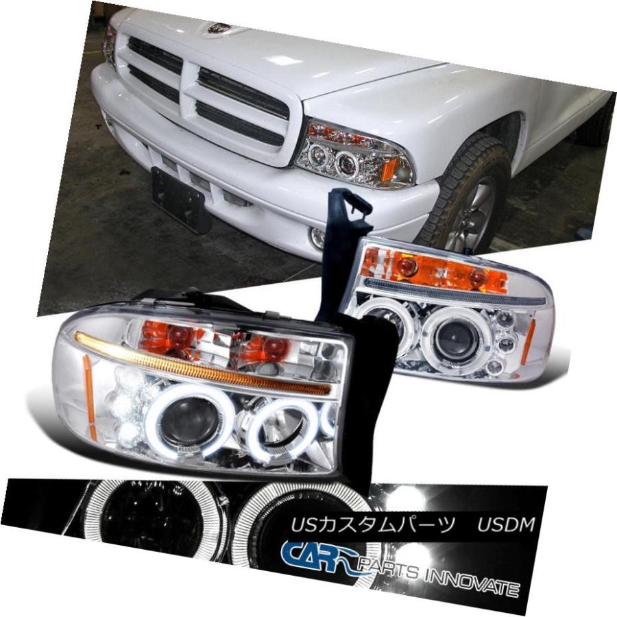ヘッドライト ドッジ97-04ダコタ98-03 DurangoクリアLEDハロープロジェクターヘッドライトヘッドランプ Dodge 97-04 Dak