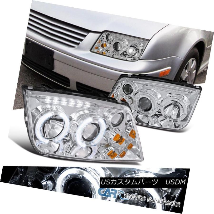 ヘッドライト フィット99-05ジェッタボラMk4 LEDハロークリアプロジェクターヘッドライトランプ/フォグDRL Fit 99-05 Jetta