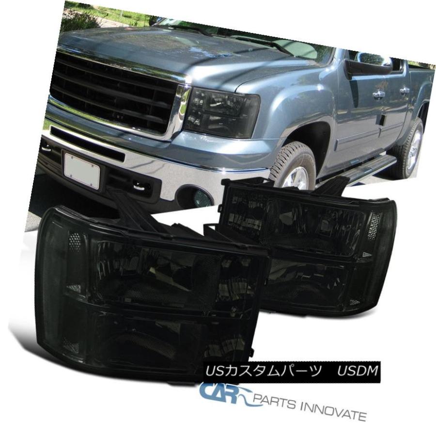ヘッドライト 07-13 GMC Sierraピックアップスモーク交換ヘッドライトティンテッドドライビングヘッドランプ 07-13 GMC Sierr