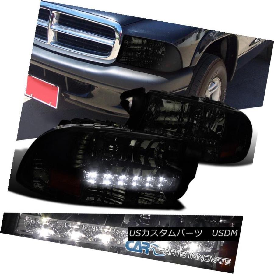 ヘッドライト ドッジ97-04ダコタ98-03デュランゴクロームスモークSMD LEDデイタイムDRLヘッドライト Dodge 97-04 Dakot