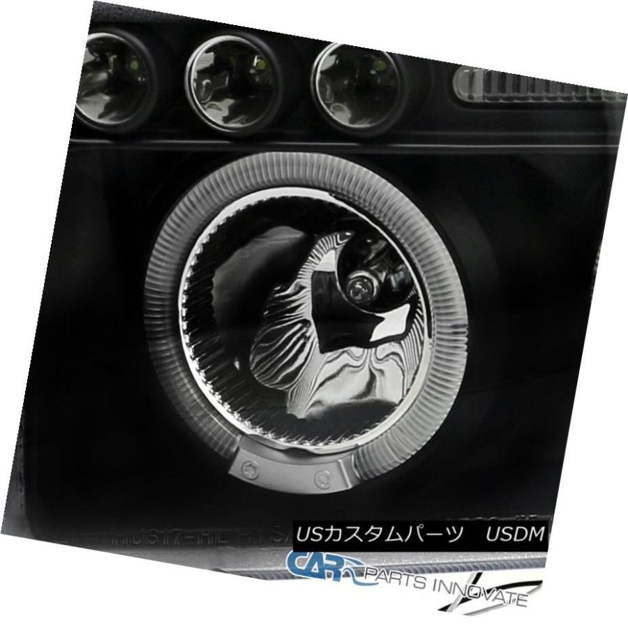 ヘッドライト ドッジ94-01ラム1500 2500 3500 LEDハロープロジェクターヘッドライトランプブラックペア Dodge 94-01 Raの画像