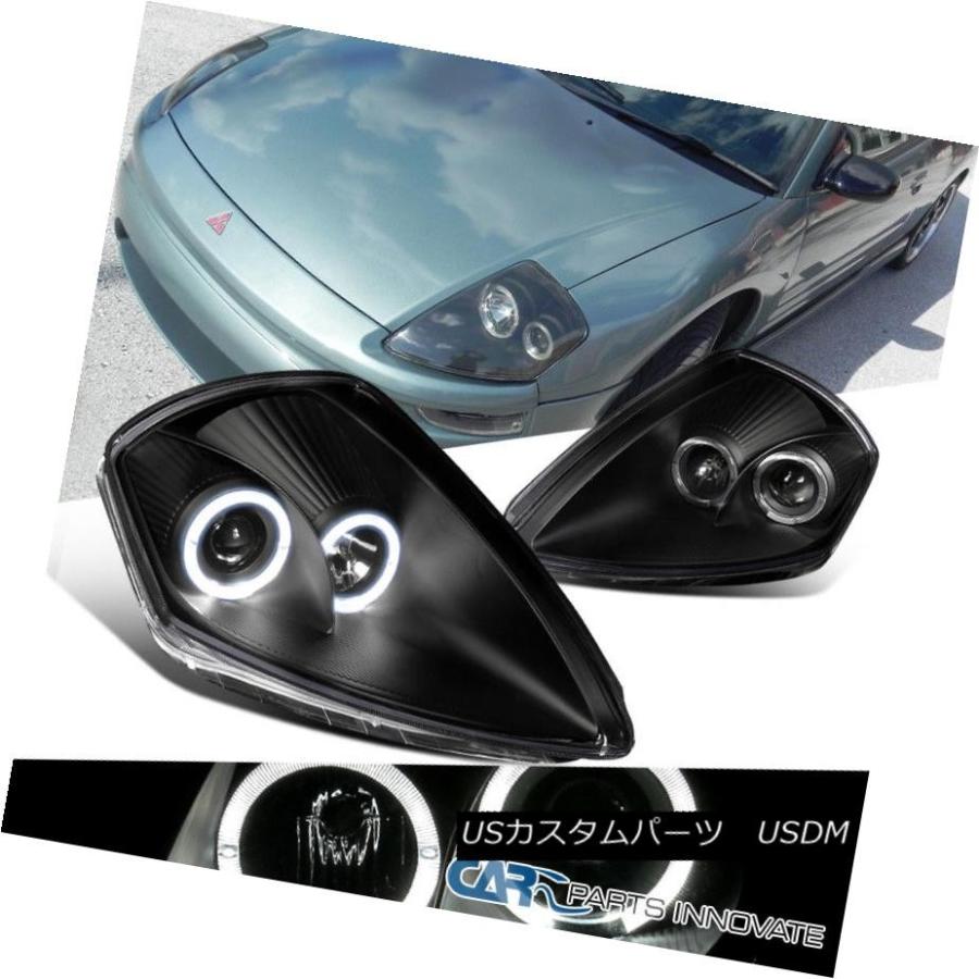ヘッドライト JDMブラック2000-2005 Eclipseデュアルハローリングプロジェクターヘッドライトヘッドランプペア JDM Black 20