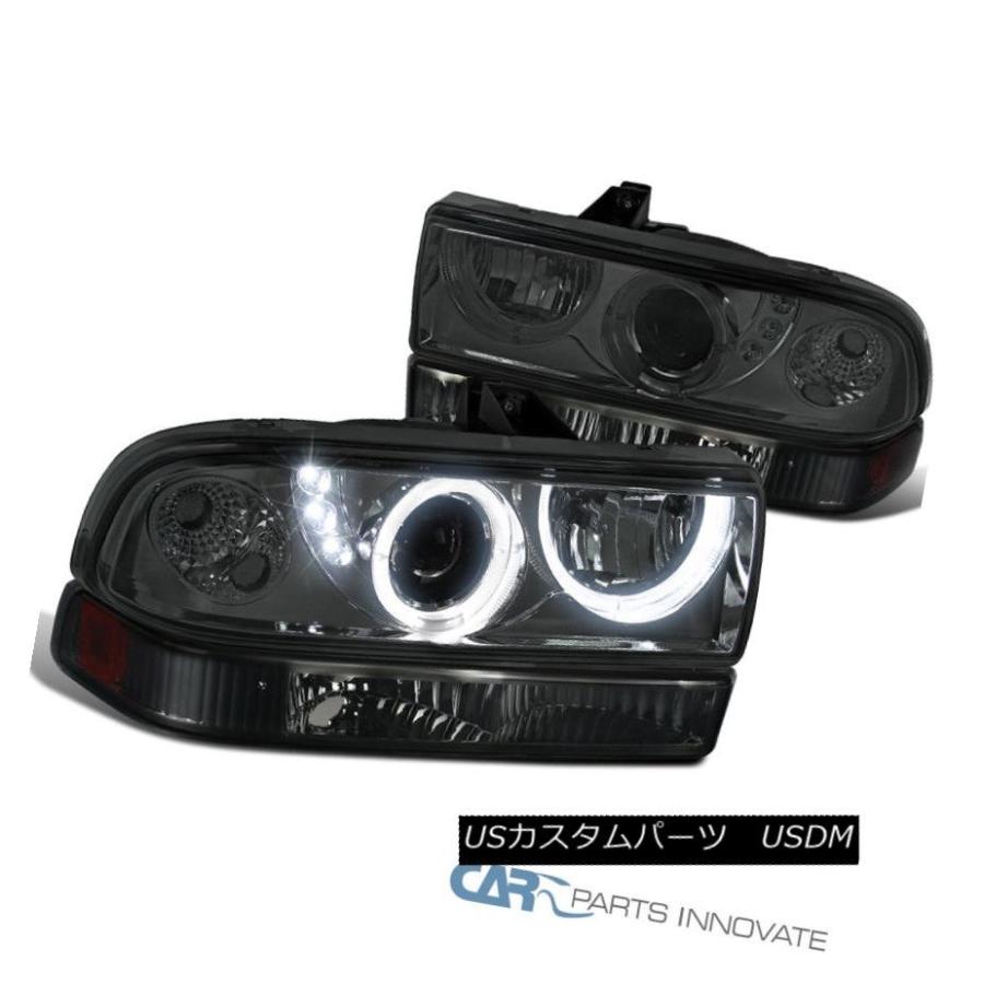 ヘッドライト 98-04 Chevy S10 Blazer Smoke SMD LED DRLプロジェクターヘッドライト+ Bum  \u003c/