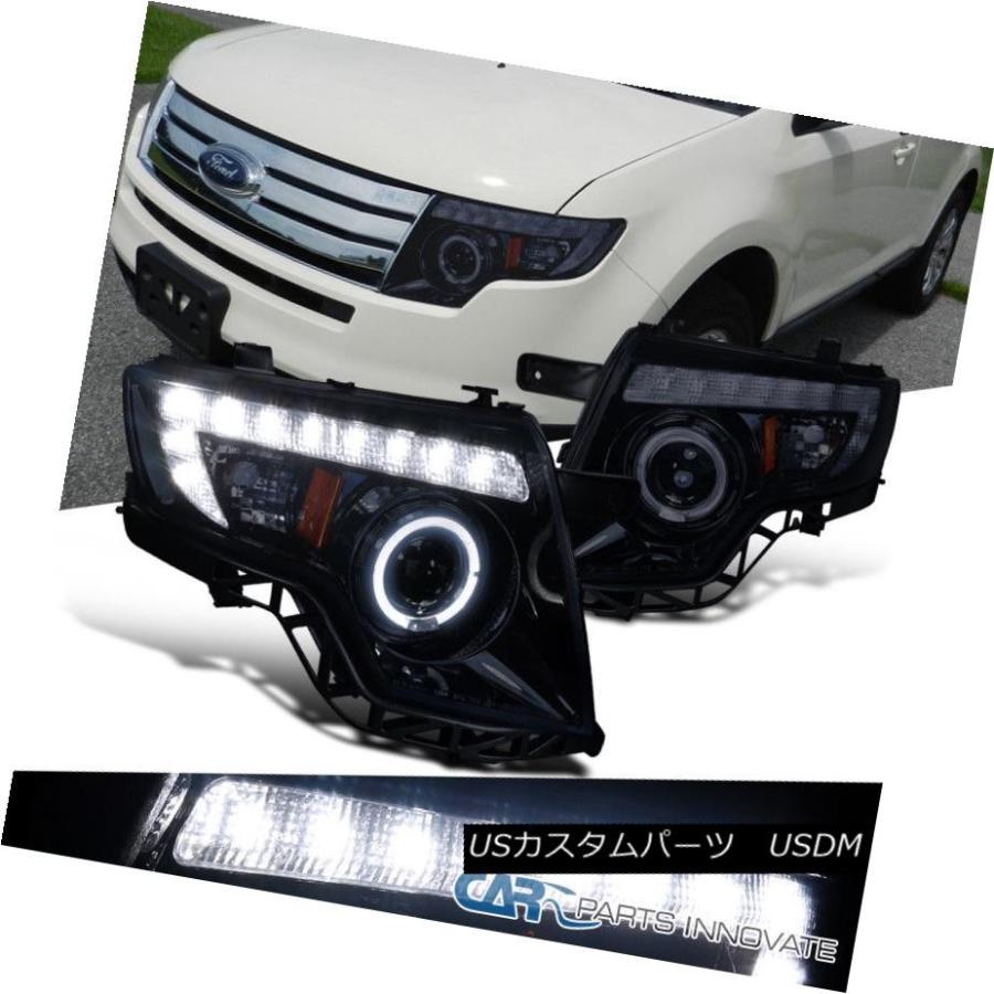 ヘッドライト Glossy Black Ford 07-10エッジハーフトーンレッドプロジェクターヘッドライトヘッドランプペア Glossy Blac