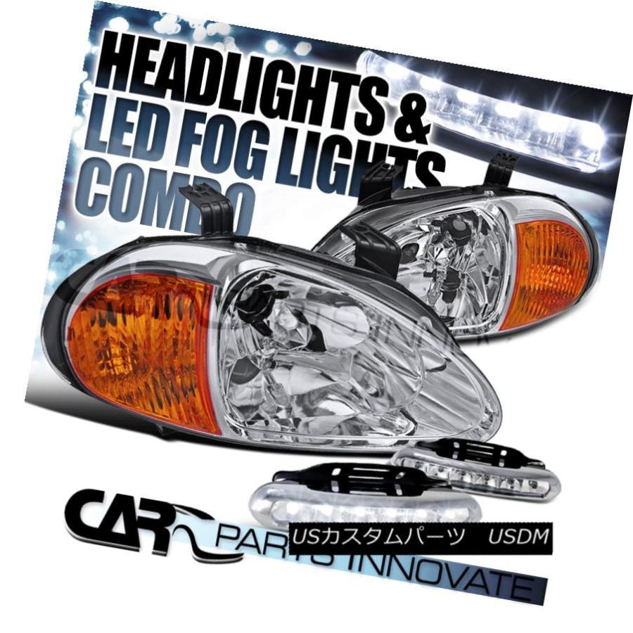 ヘッドライト 93-97ホンダデルソルJDMクリスタルクリアヘッドライト+ LEDフォグバンパーDRLランプ For 93-97 Honda del