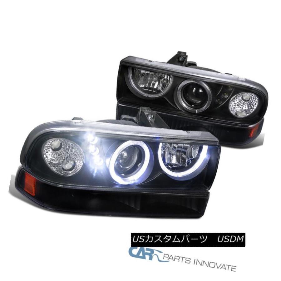 ヘッドライト Chevy 98-04 S10 Blazer Black Halo SMD LEDプロジェクターヘッドライトバンパーランプペア Chev