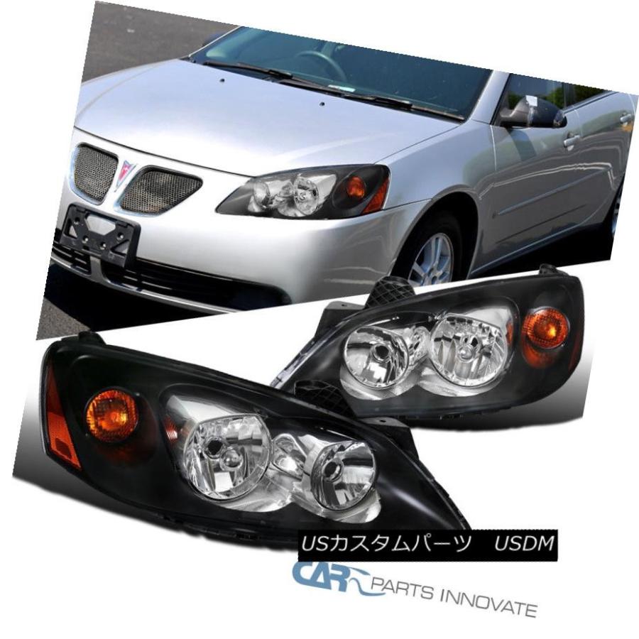 ヘッドライト ブラックポンティアック2005-2010 G6ヘッドライトクリアシグナルヘッドランプ交換ペア Black Pontiac 2005-20