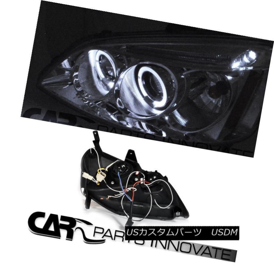 ヘッドライト フィット01-03ホンダシビック2 / 4Drクロームハロープロジェクターヘッドライト+ LEDフォグバンパーDRL Fit 01-03の画像