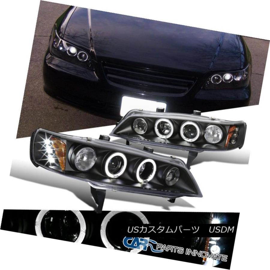 ヘッドライト フィットホンダ94-97アコード2 / 4DrブラックLEDハロープロジェクターヘッドライトヘッドランプペア Fit Honda 94-