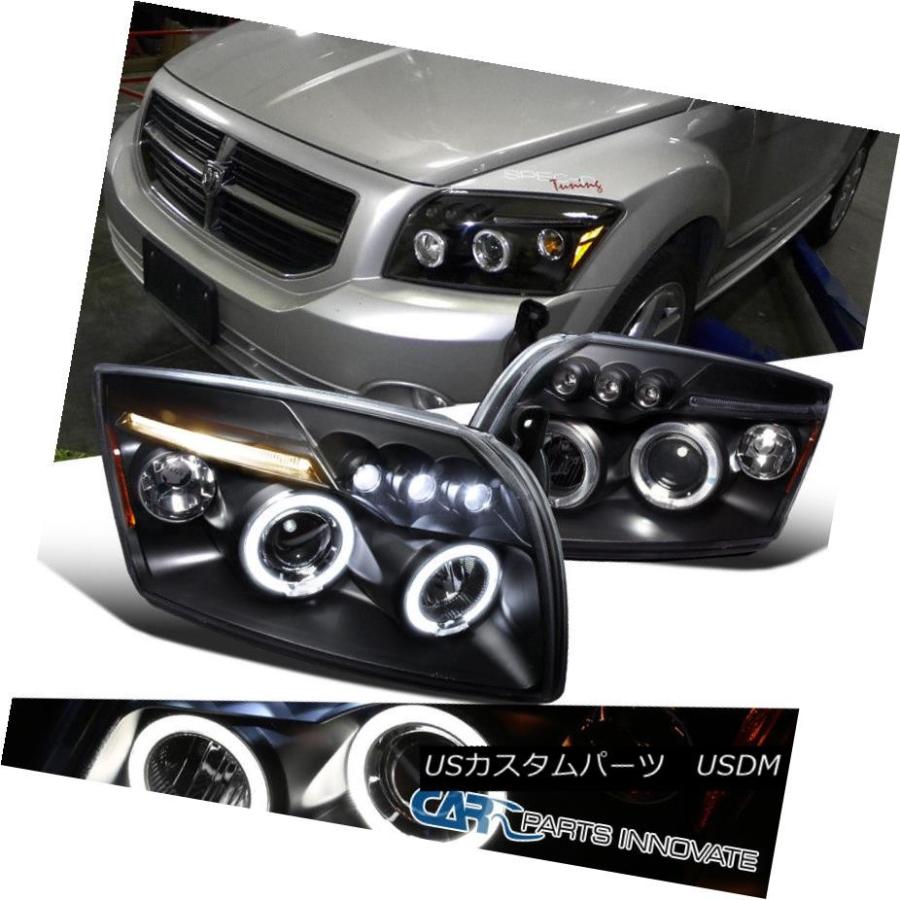 ヘッドライト ドッジ2007-2012キャリバー交換用LEDハロープロジェクターヘッドライトランプブラック Dodge 2007-2012 Calib