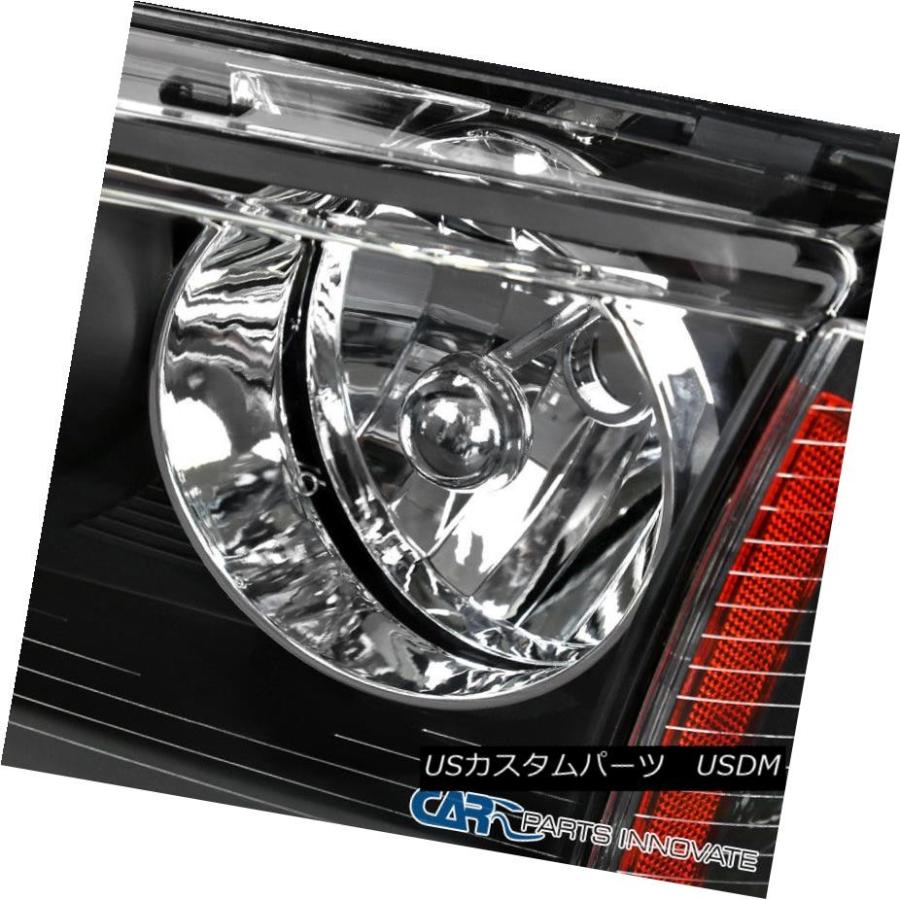 ヘッドライト Dodge 06-10充電器ブラックヘッドライト+ Cor   nerランプ+ Black 8-LED DRLの画像