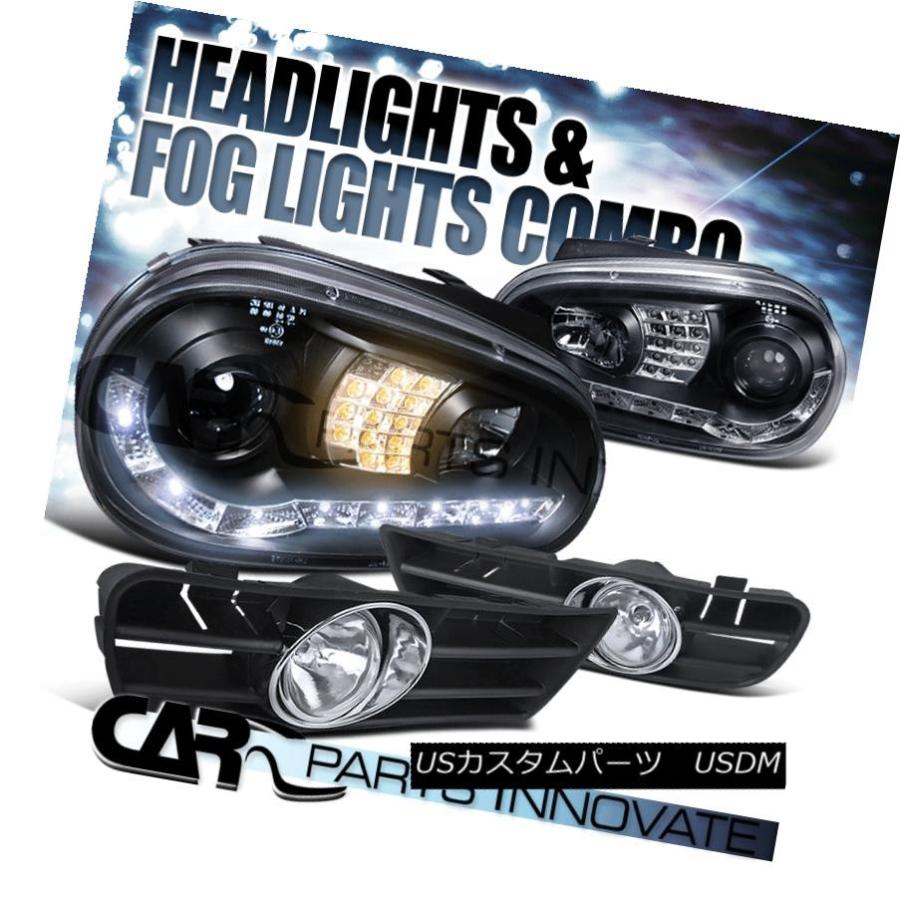 前照灯 99-04ゴルフ用GTI TDI Mk4黒いことLEDシグナルプロジェクターヘッドライト+フォグランプ+取り替えっこ For 99-04 G 自動車-車、バイク、自転車-ライト、レンズ