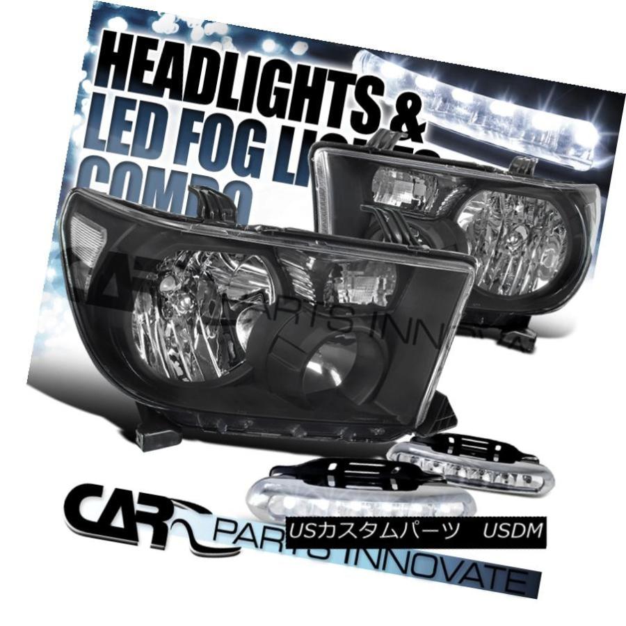 前照灯 07-13 Toyota Tundra 08-14セコイアブラックヘッドライト+ Cle   ar LED Fo その他ライト-ライト、レンズ-自動車