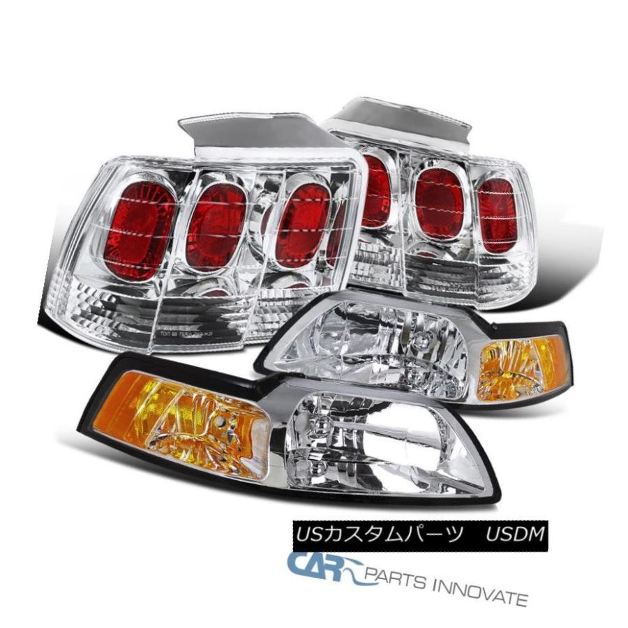 ヘッドライト 99-04 Ford Mustangクリアヘッドライトヘッドランプ+リアテールブレーキライト 99-04 Ford Mustang Cl