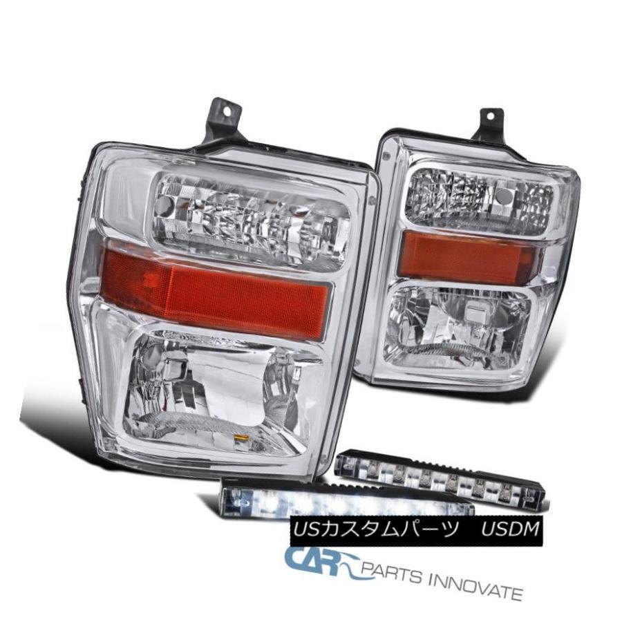 ヘッドライト 08-10フォードF250 F350 F450ピックアップクロームヘッドライトランプ+ 6-LEDフォグランプ 08-10 Ford F