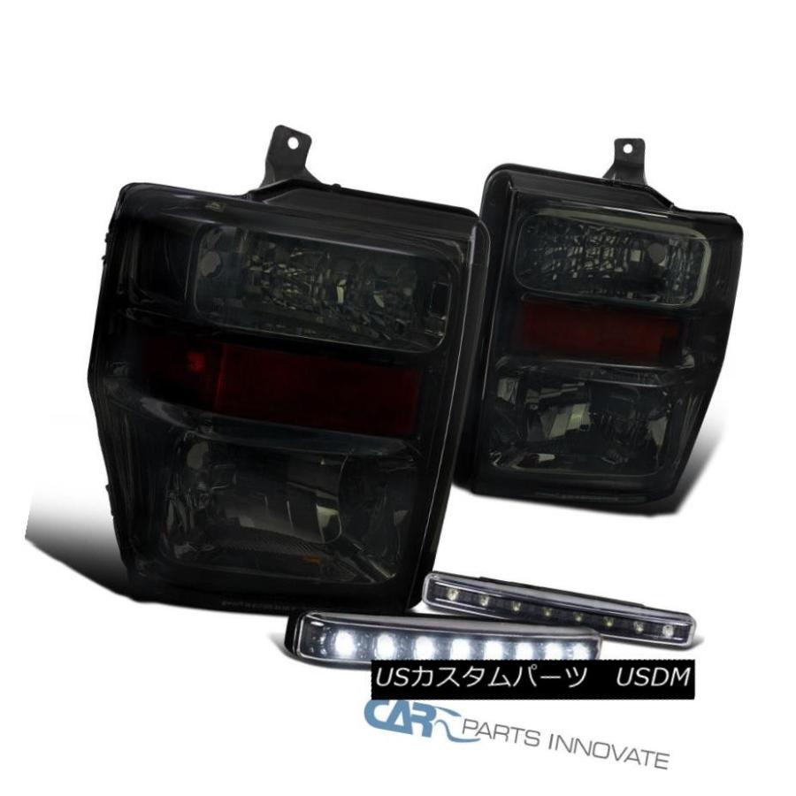 ヘッドライト 08-10フォードF250 F350 F450ピックアップスモークヘッドライト+ 8-L   EDブラックフォグ